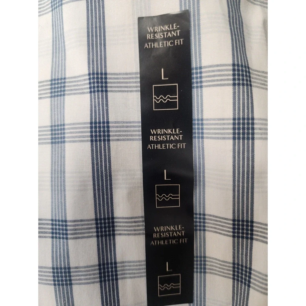 Banana Republic Mens Athletic Fit Blue White‎ Plaid Shirt Large NWT